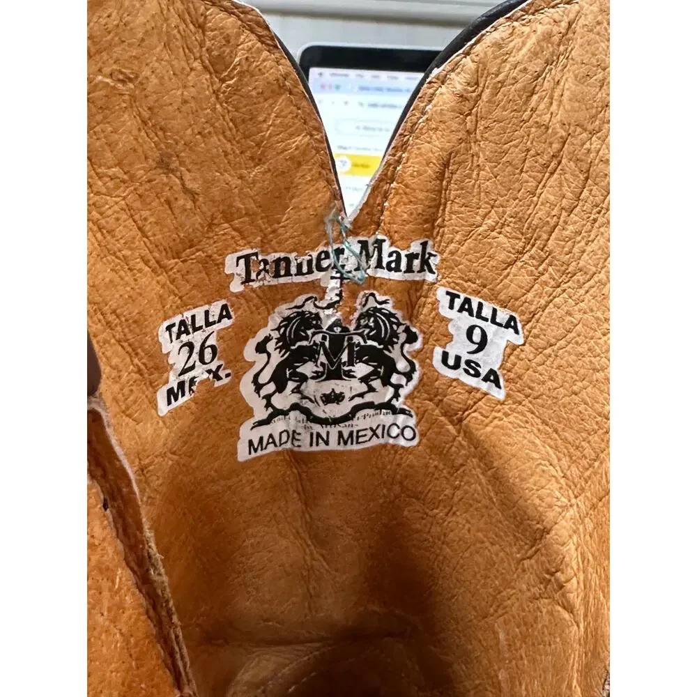 Tanner Mark Men's Cowboy Boots Brown Bronze Teal Leather Size 9 NIB Western